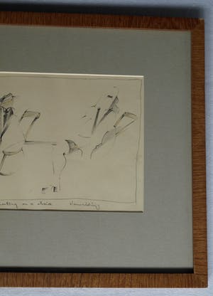 Hans Konings - Ingelijste tekening , “Meeting on a Chair” kopen? Bied vanaf 35!