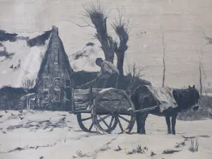 Philip Zilcken - Boerenarbeid in de winter - Litho kopen? Bied vanaf 1!