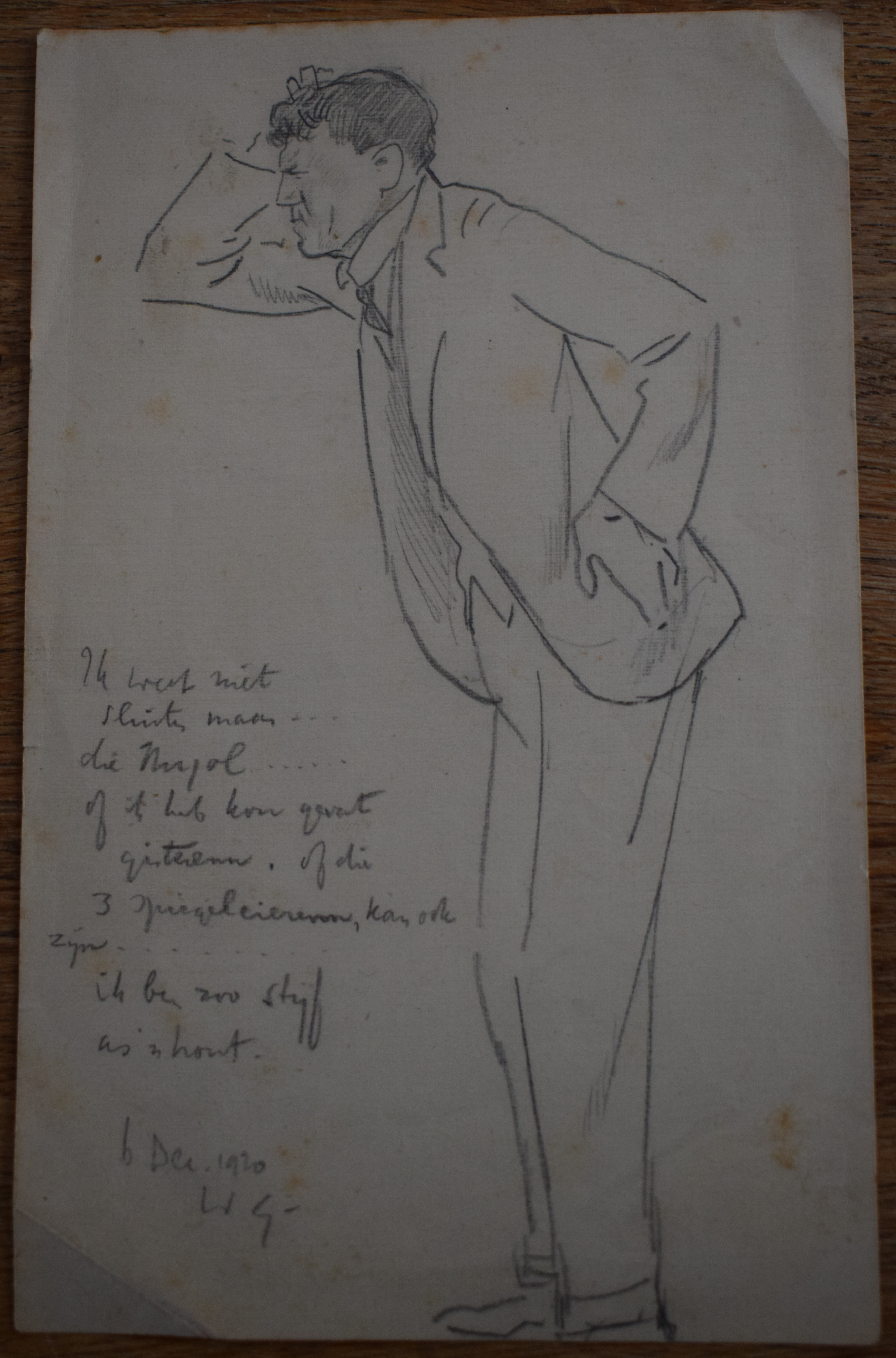 Willy Sluiter - Tekening turende man kopen? Bied vanaf 90!