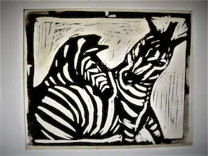 Herman Stammeshaus - Vroeg (1956) dubbele rood & zwarte Inkt Houtsnede "Zebra's" Zeer kleine oplage! kopen? Bied vanaf 43!