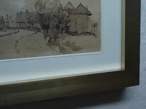 Otto Dicke - Ingelijste inkttekening , Boerderij – Lijst, 38 x 48 cm. kopen? Bied vanaf 20!