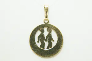 70 - 14 karaats geelgouden vintage zodiac hanger met afbeelding Tweeling kopen? Bied vanaf 130!