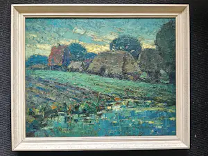 Jan Kruysen - Landschap met boerderijen en watertje kopen? Bied vanaf 275!