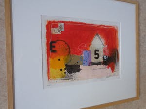 Theo Koster - "5" / KLEURZEEFDRUK + COLLAGE + OPGEHOOGD / 63x73cm / KADER / SIG kopen? Bied vanaf 125!