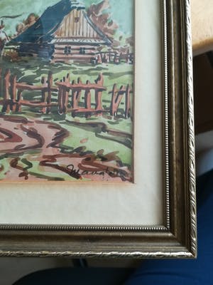 Niet of onleesbaar gesigneerd - verstild vergezicht, dorpje in Indonesië met op de achtergrond bergen kopen? Bied vanaf 1!