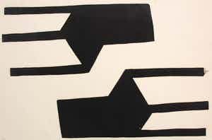 Klaas Gubbels - Houtsnede: 2 zwarte stoelen - 2000 verkocht voor € 295!