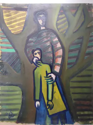 Dick Elffers - Gouache uit 1946 - Man met kind kopen? Bied vanaf 1!