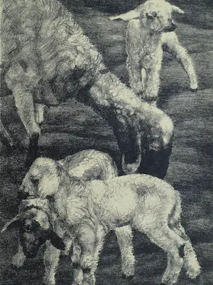 Dirk Homberg - 3x Litho , “Geitjes” – ca 1935 kopen? Bied vanaf 25!