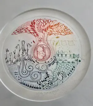 Buy Yvonne Borgers - 4 ingelijste etsen met de ooievaar als symbool voor levenslooop? Bid from 120!