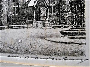 Cornelis Brandenburg - gesigneerde Ets - Winters Binnenhof te den Haag - niet ingelijst kopen? Bied vanaf 28!