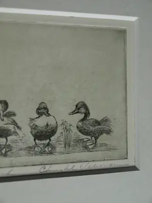 Christel Selmouni - Ingelijste ets , Drie eendjes , Kwik, Kwek & Kwak kopen? Bied vanaf 1!