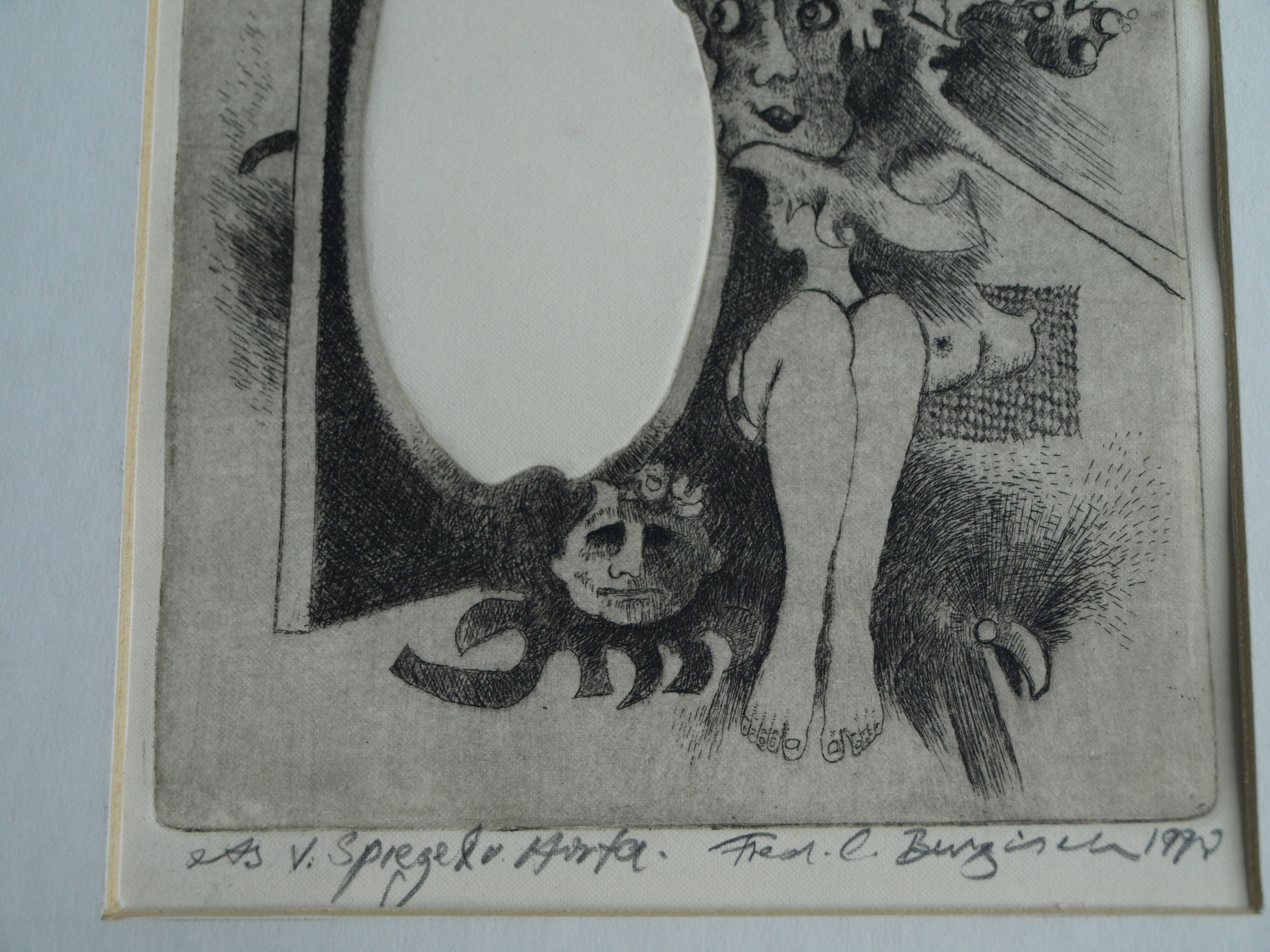 Niet of onleesbaar gesigneerd - Ets, Voor de Spiegel – gesigneerd - 1970 kopen? Bied vanaf 1!