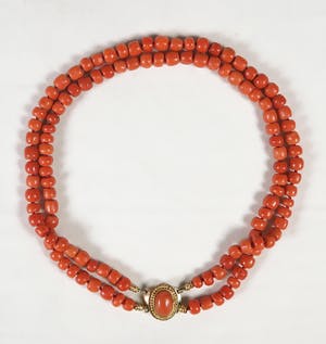 14K Goud - Collier, armband en ring met bloedkoraal kopen? Bied vanaf 300!