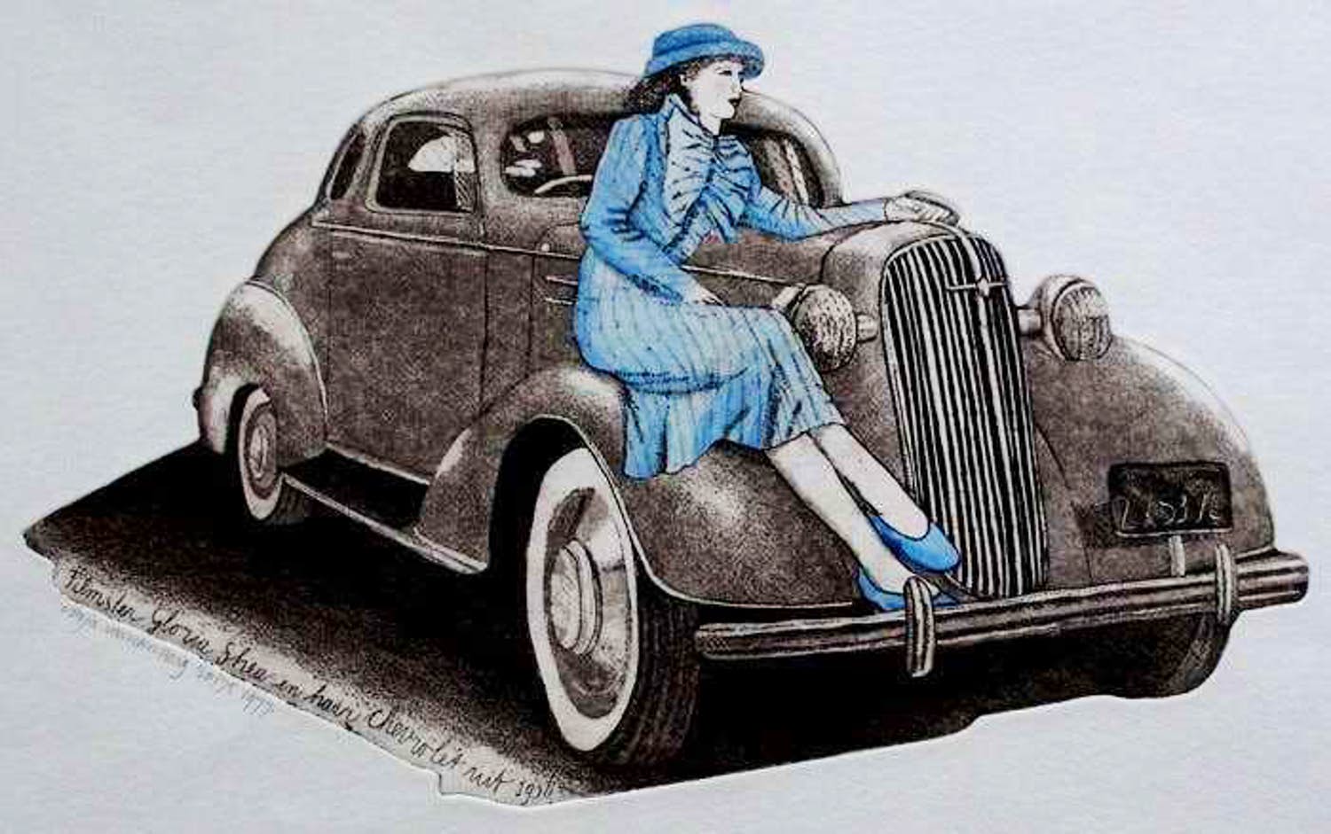 Arja van den Berg - Ets: Filmster Gloria Shea en haar Chevrolet uit 1936 - 1977 kopen? Bied vanaf 49!
