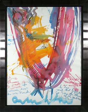 Anton Heyboer - Aquarel, Oervogel - Ingelijst (Groot) kopen? Bied vanaf 150!