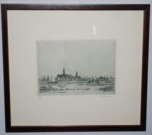 Buy Poppe Damave - ets, oplage 150 - Langs het Spaarne, Haarlem? Bid from 35!