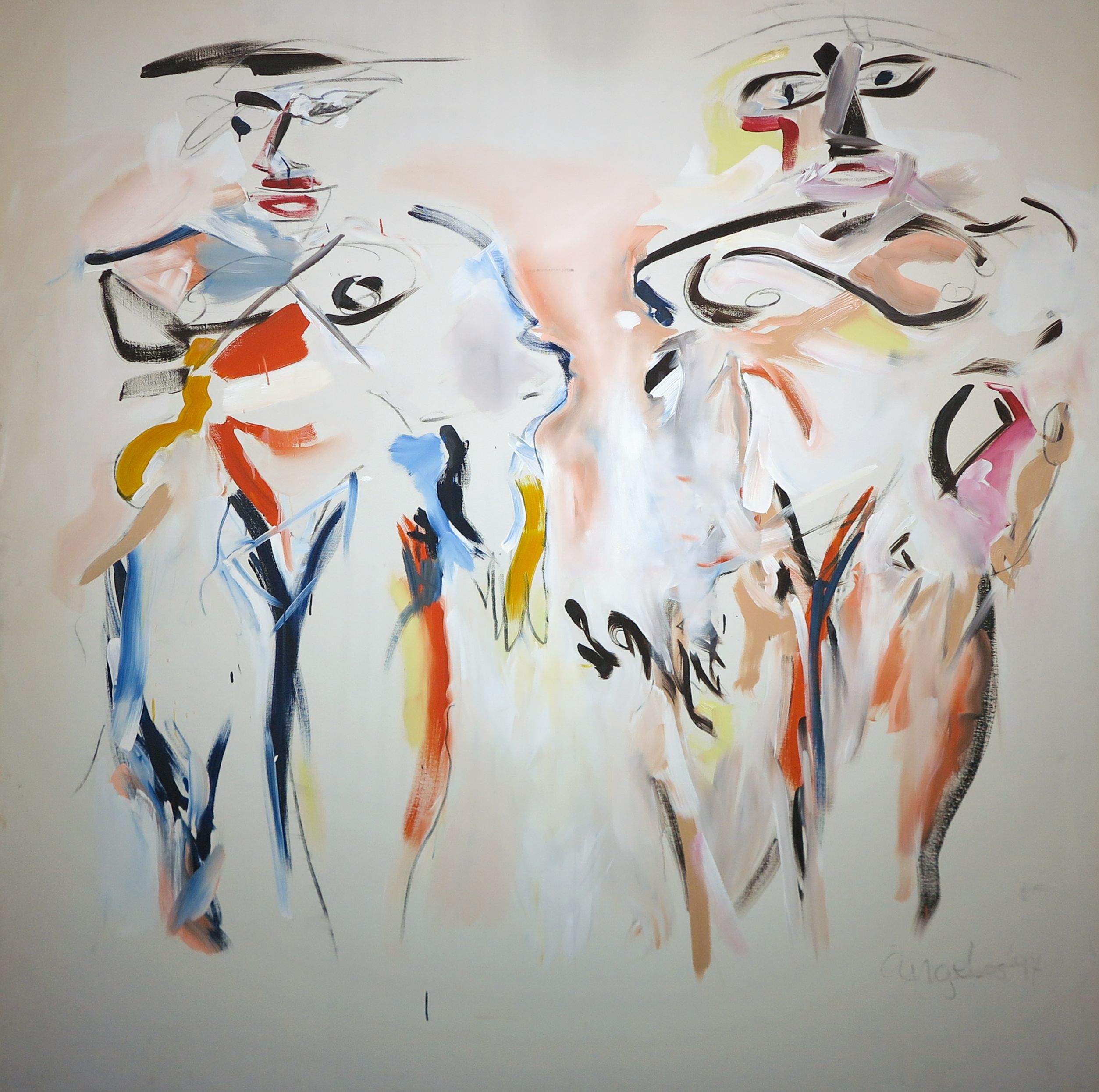 AcheterAngelos Tassopoulos - Olieverf op doek, Abstracte compositie - Zeer groot? Enchérissez de 250!