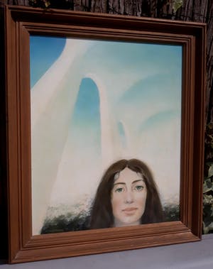 René Wagemakers - Vrouw voor architectonische structuur, olieverf op paneel (ingelijst) kopen? Bied vanaf 1!