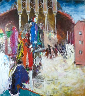 Martin van Dijk - Olieverf en acryl op doek, Rond het Alhambra - Ingelijst (Groot) kopen? Bied vanaf 400!
