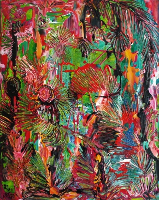 Jasper Banen - Acrylverf op doek , Waterval – gesigneerd – 2017  vendu pour 60€ !