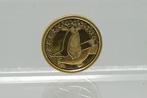 88 - Duitsland 14 Krt gouden Europa 1999 penning - 2 vliegende duiven kopen? Bied vanaf 50!