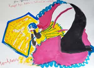 Anton Heyboer - een boek lezen - gemende techniek, handgesigneerd verkocht voor € 249!