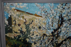 Theo Goedvriend - Zonnige mediterraanse scene met een bloeiende boom - olieverf kopen? Bied vanaf 350!