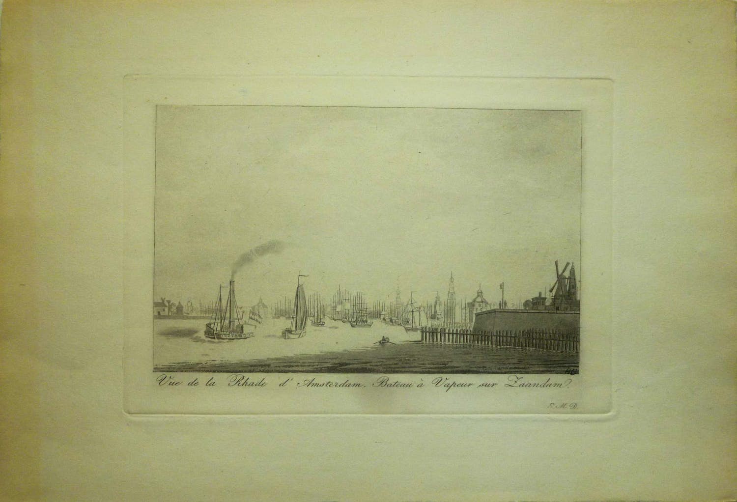Evert Maaskamp - Twee scheepsprenten. IJ en Voorzaan. 1824 verkocht voor € 45!