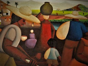 Niet of onleesbaar gesigneerd - Brazilie Naïeve Kunst "Boeren op het land bij de Iguaçu rivier" gesigneerd kopen? Bied vanaf 10!