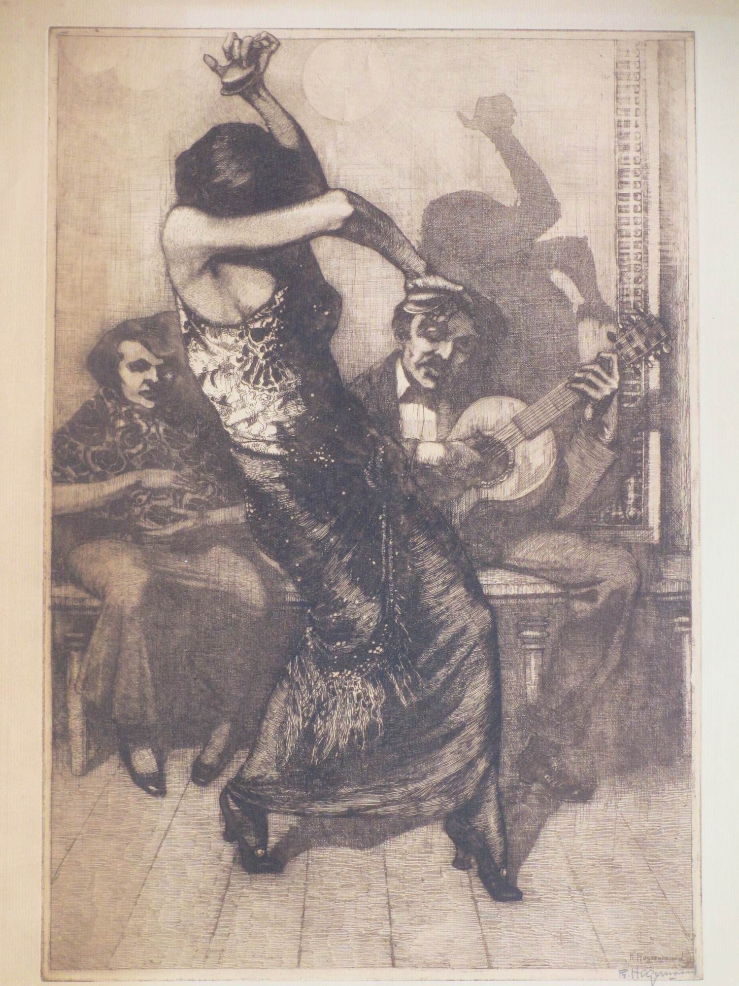 Frans Hogerwaard - Spaanse Flamencodanseres - Ets kopen? Bied vanaf 90!