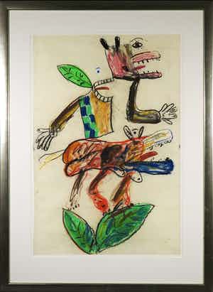 Anton Martineau - Pastelkrijt op papier, Zonder titel - Ingelijst (Groot) verkocht voor € 200!