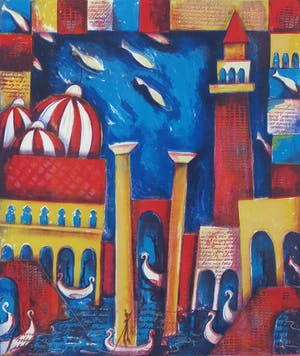 Marianne Aulman - Zeefdruk, Atlantis XXV - Ingelijst kopen? Bied vanaf 1!