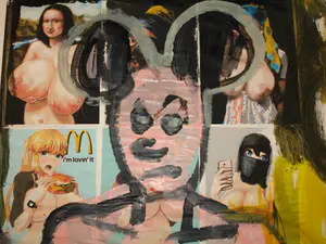 Peter Klashorst - Acrylverf en collage op doek – GROOT , 195 x 75 cm - 2021 kopen? Bied vanaf 1!