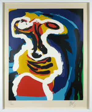 Karel Appel - Head against blue sky uit de serie Seven Summer Days - Ingelijst verkocht voor € 1!