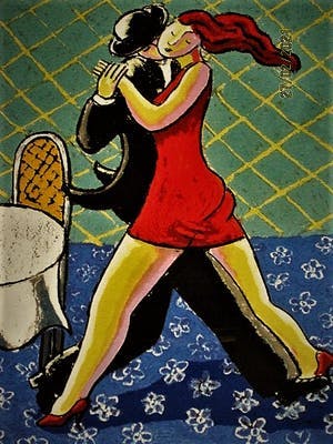Jacques Tange - populair Rotterdams graficus - gesigneerde Zeefdruk - Tango dinner - 200 exempl. kopen? Bied vanaf 29!