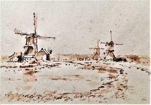 Simon Koene - Landschap met molens (1) kopen? Bied vanaf 25!