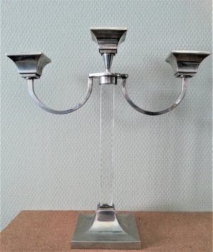 Niet of onleesbaar gesigneerd - Art Deco Kandelaar van chrome en perspex - Jaren 30 kopen? Bied vanaf 10!