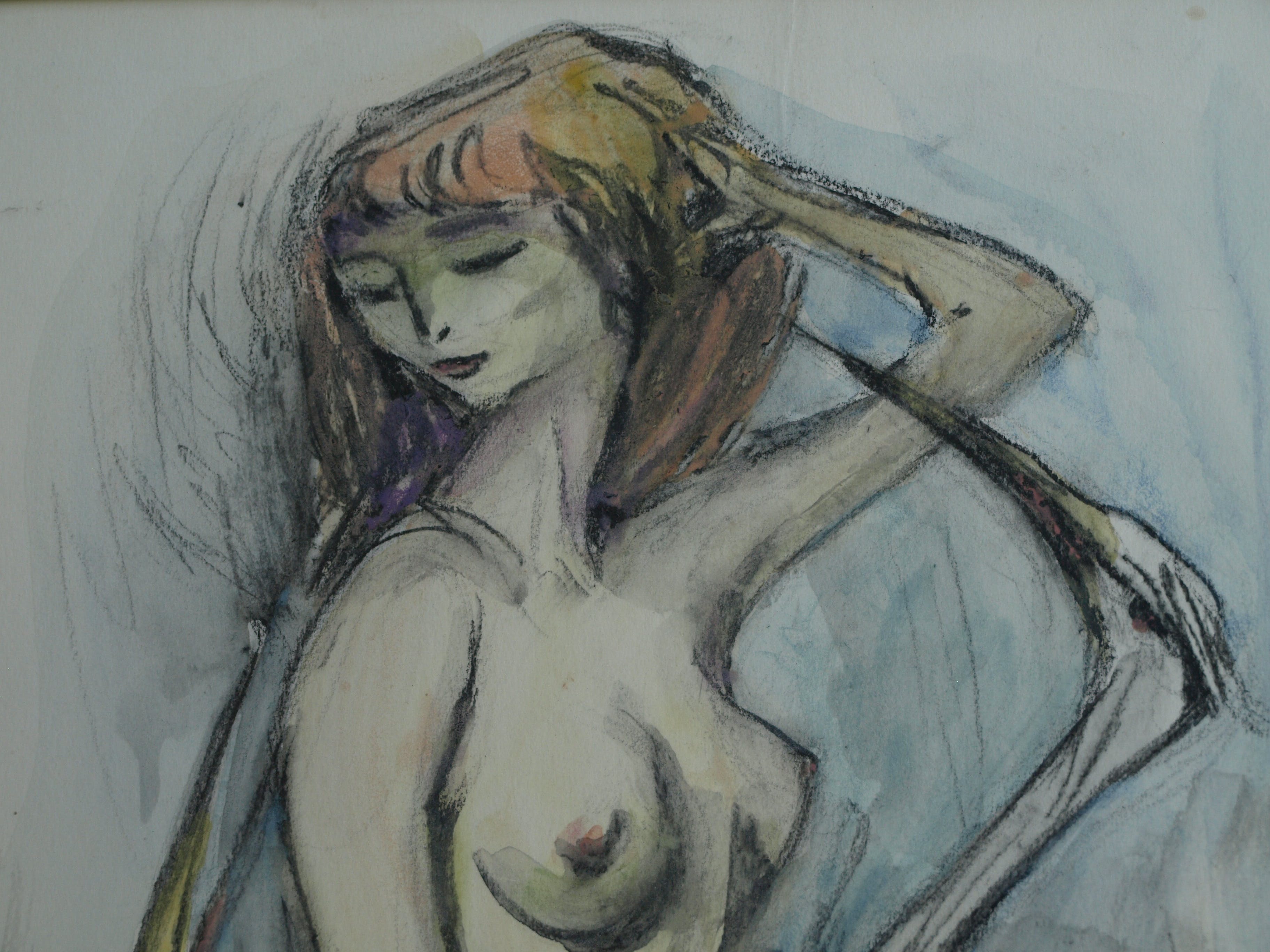 Klaas Pijlman - 2 Reigers met vrouw – pastel & aquarel – gesigneerd & ingelijst – 1970 kopen? Bied vanaf 35!