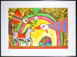 Corneille - Zeefdruk, Les Aventures de Pinocchio - Ingelijst verkocht voor € 350!