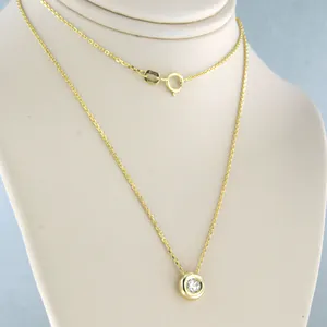 14k gouden collier met solitair hanger bezet briljant geslepen diamant kopen? Bied vanaf 260!