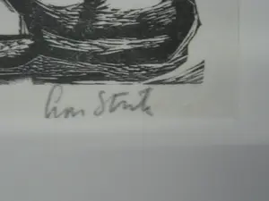 Lou Strik - ambachtelijk Grafisch meesterwerkje - Hout/Linosnede "met de trein" gesigneerd kopen? Bied vanaf 1!
