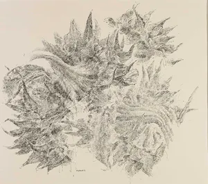 Ery Brusse - Pentekening, Achterkant zonnebloemen kopen? Bied vanaf 1!