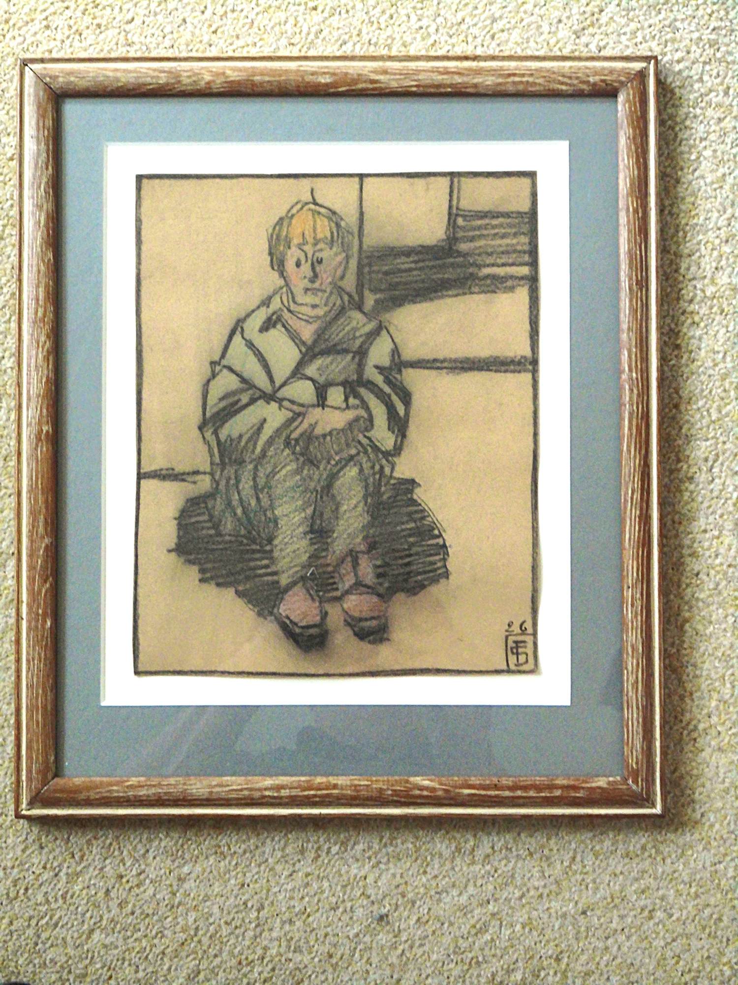 Fernand Scouflaire - Potloodtekening - Zittende jongen kopen? Bied vanaf 95!