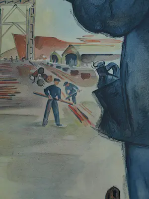 Hans Bolleman - Ingelijst affiche , Werk veilig! Denk aan moeder - 1942 kopen? Bied vanaf 100!