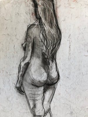 Ton Etman - zittend naakt in zwartkrijt kopen? Bied vanaf 1!