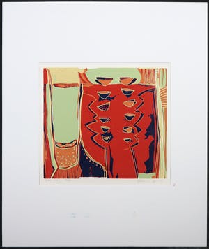 Diana van Hal - Lot van twee linosnedes, De Val en Rode Schalen kopen? Bied vanaf 35!