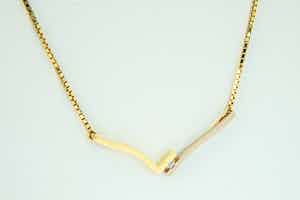 1593 - 14 Krt - elegant Bicolor-gouden venetiaans collier met zirkonia - gekeurd verkocht voor € 150!