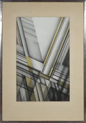 Ton Pape - Gouache, Compositie nr. 19e - Ingelijst kopen? Bied vanaf 50!