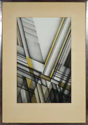 Ton Pape - Gouache, Compositie nr. 19e - Ingelijst verkocht voor € 50!