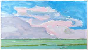 Paul Overhaus - Acryl op board, Roze wolken I - Ingelijst verkocht voor € 70!